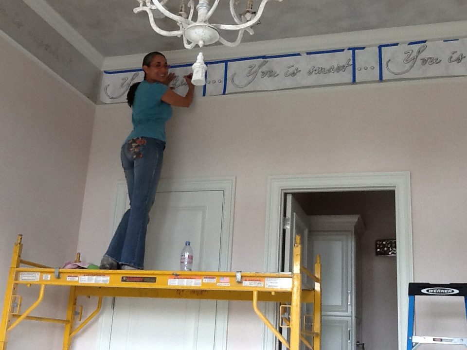 Calligraphy...Painted border in nursery